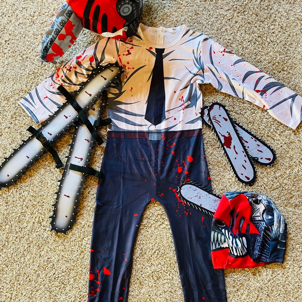 Kids Zombie Chainsaw Outfit with Red and Black Design